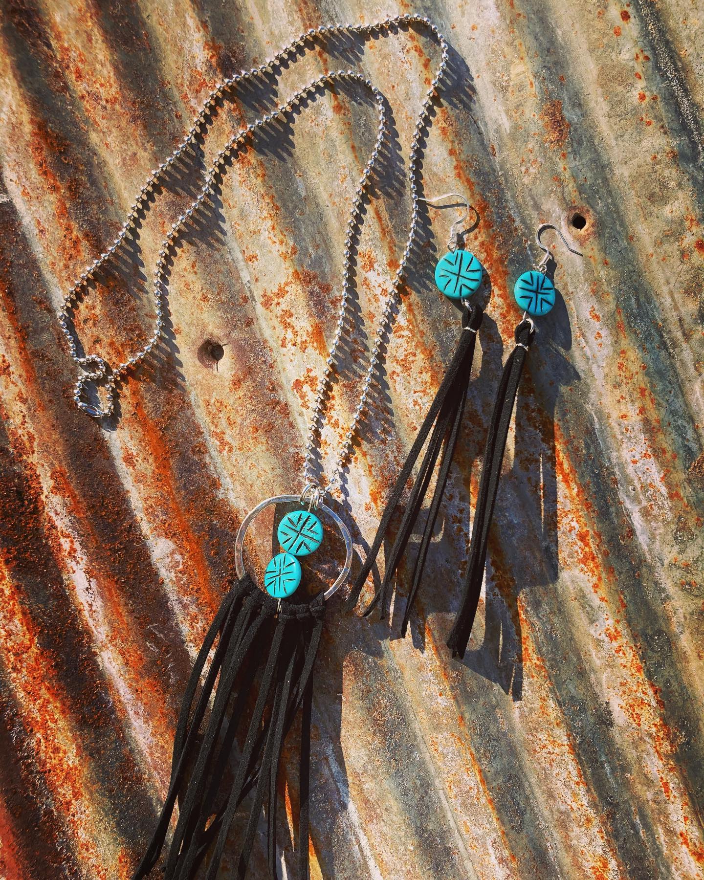 Black Fringe/Turq Necklace