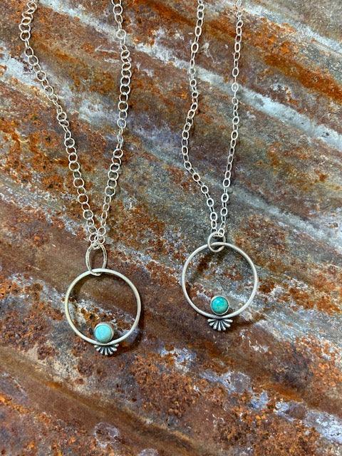 Circle Sunburst Turquoise Necklace (Circle Chain)