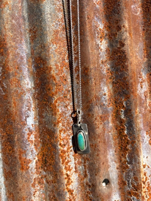 Kingman Turquoise Rectangle Necklace