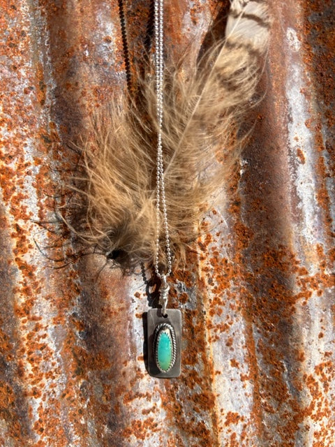 Kingman Turquoise Rectangle Necklace