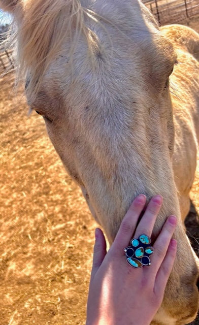 # 8 Turquoise Cluster Ring