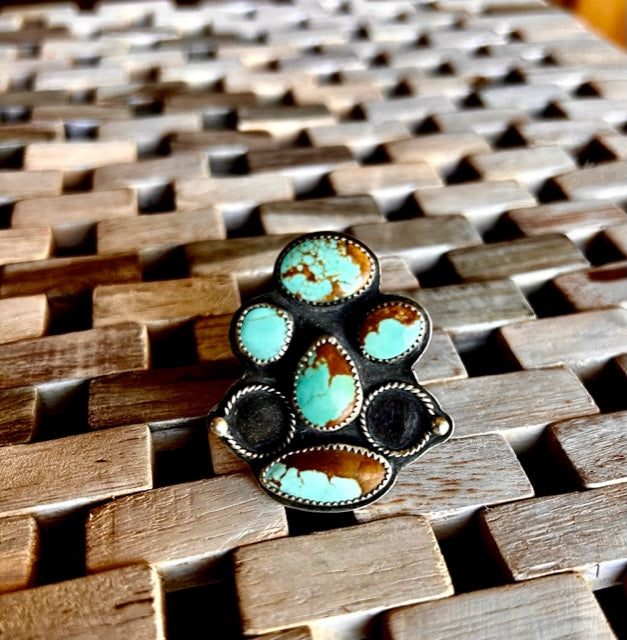 # 8 Turquoise Cluster Ring