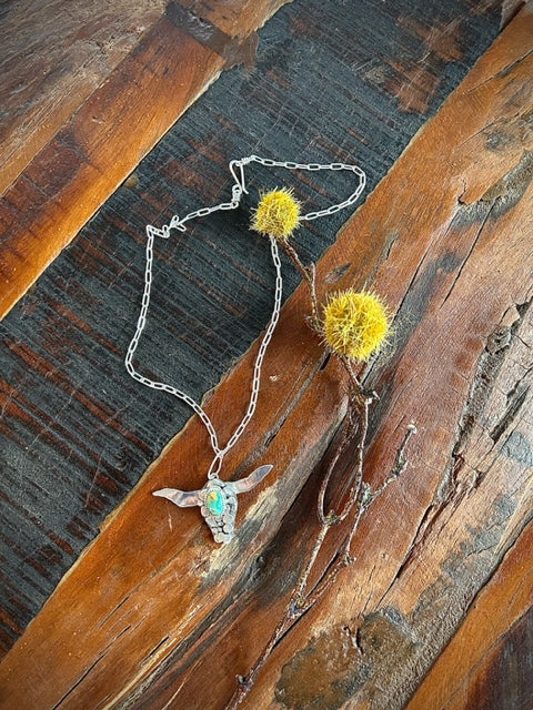 Cobblestone Steer Head Necklace