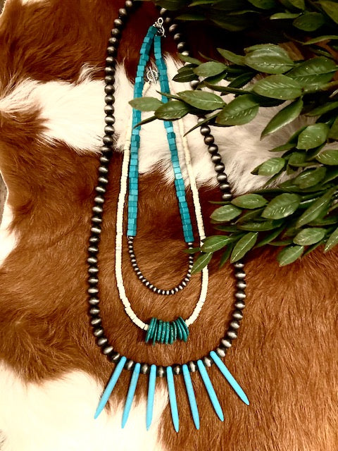 Navajo Pearl ~ Turquoise Spike Necklace