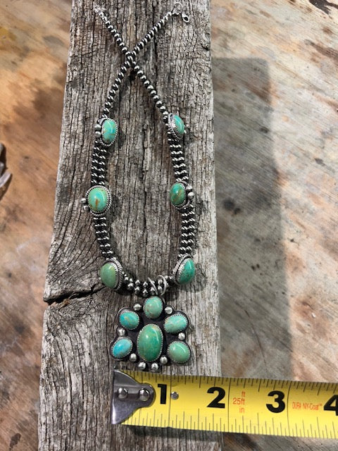 Turquoise Mountain Mini Squash Blossom Necklace