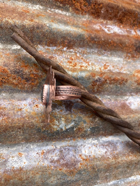 Hammered Copper~White Buffalo Ring