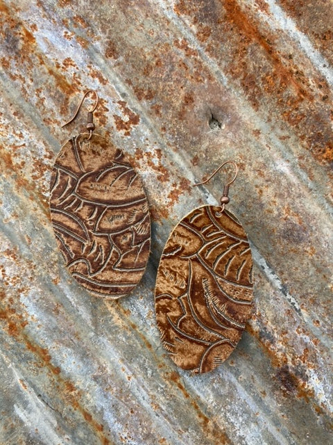 Oval Leather Earrings