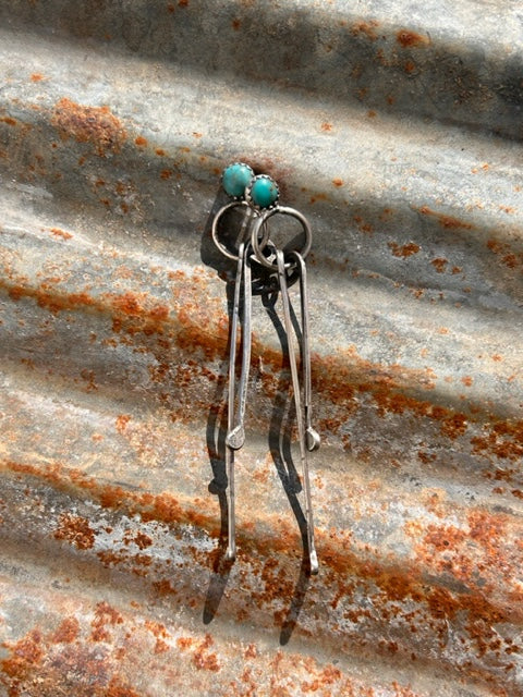 "Swagger"- Hammered ~Turquoise Stud Earrings