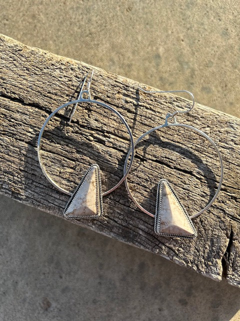 White Buffalo (Faceted) Hoop Earrings
