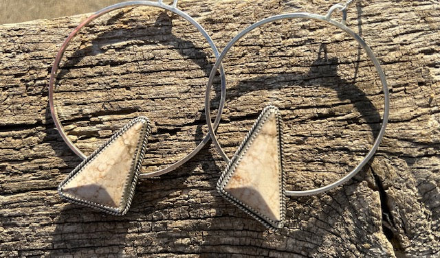 White Buffalo (Faceted) Hoop Earrings