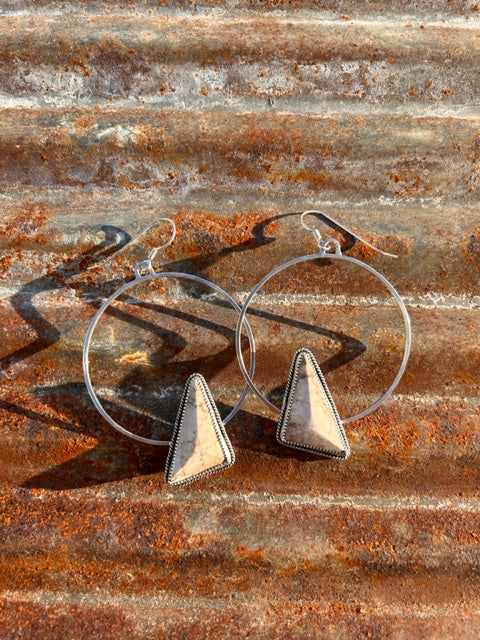 White Buffalo (Faceted) Hoop Earrings