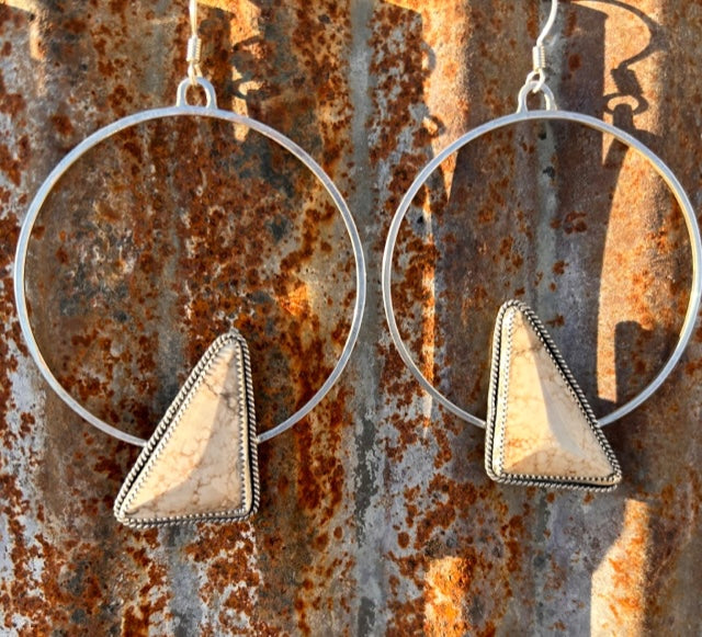 White Buffalo (Faceted) Hoop Earrings