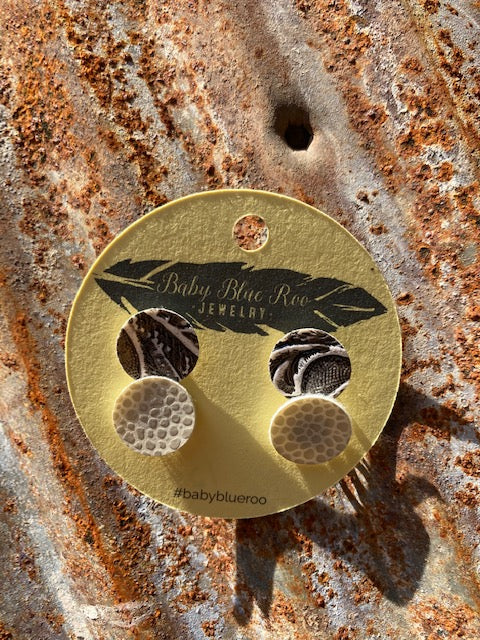 Small Leather Circle Stud Earrings