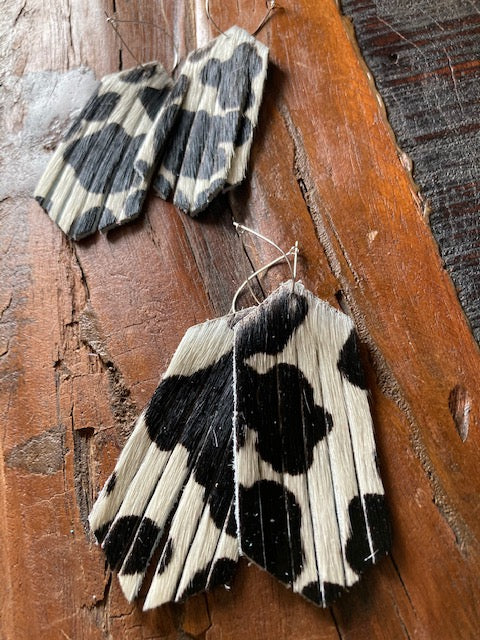 Hair-on Spotted Fringe Earrings