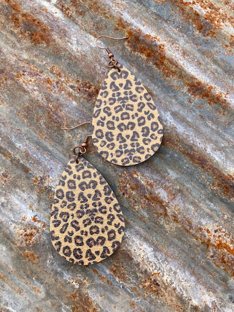 Teardrop Faux Leather Leopard
