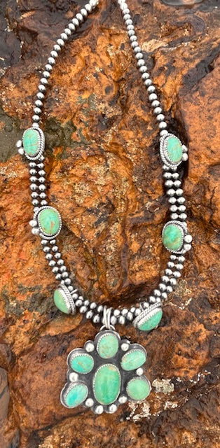 Turquoise Mountain Mini Squash Blossom Necklace